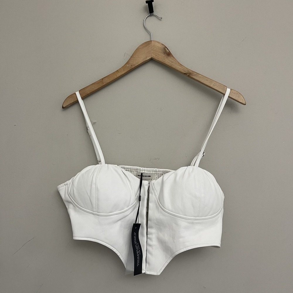 Women's Leather Top Maniere De‎ Voir  Top White Size 12